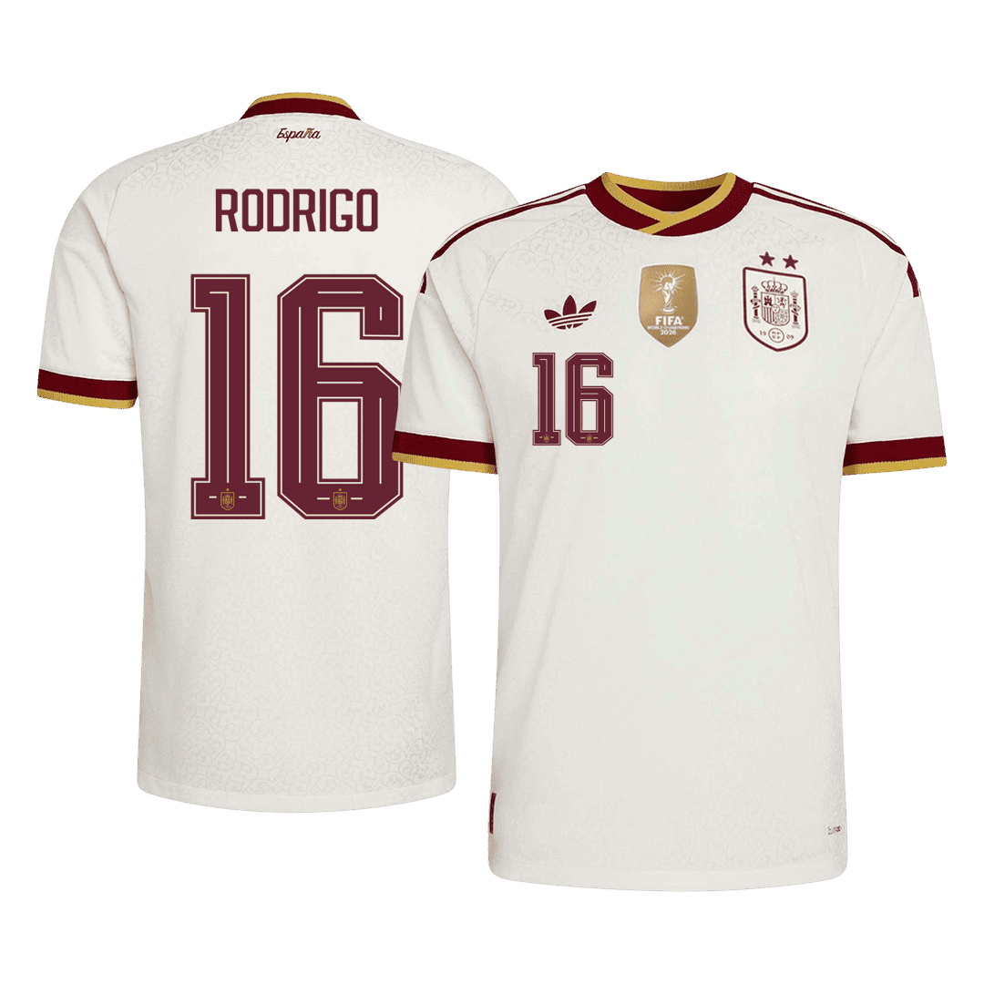 RODRIGO #16 Spain Away 2 Star Match Jersey Player Version 2026