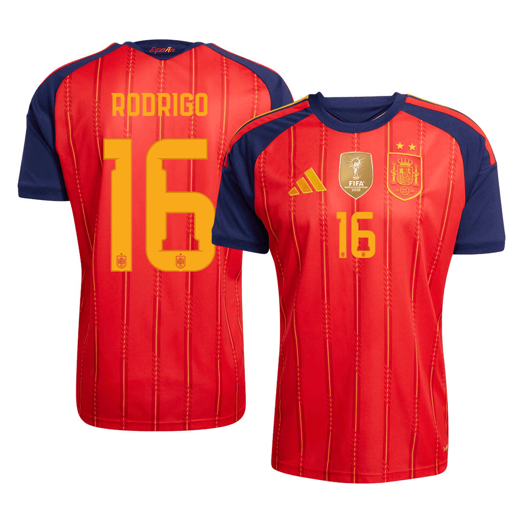 RODRIGO #16 Spain Home Winners 2 Star Match Jersey Player Version 2026