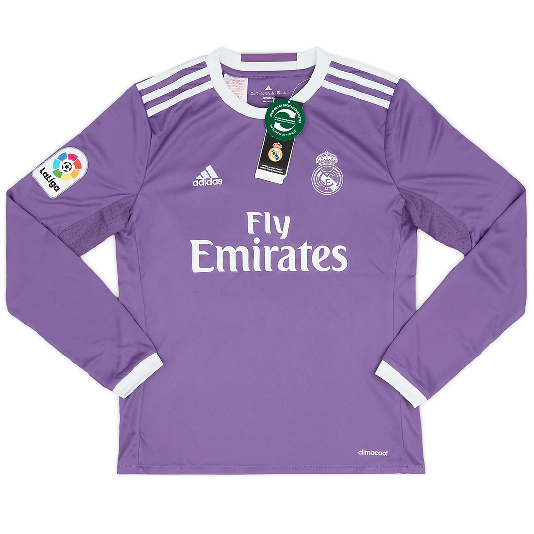 Ronaldo #7 Retro Real Madrid Long Sleeve Away Jersey 2016/17 (back view)