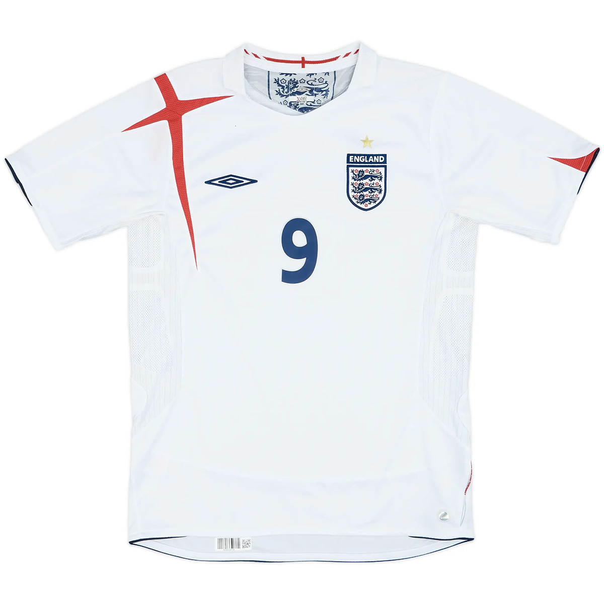 Rooney #9 Retro England Home Jersey World Cup 2006 (back view)