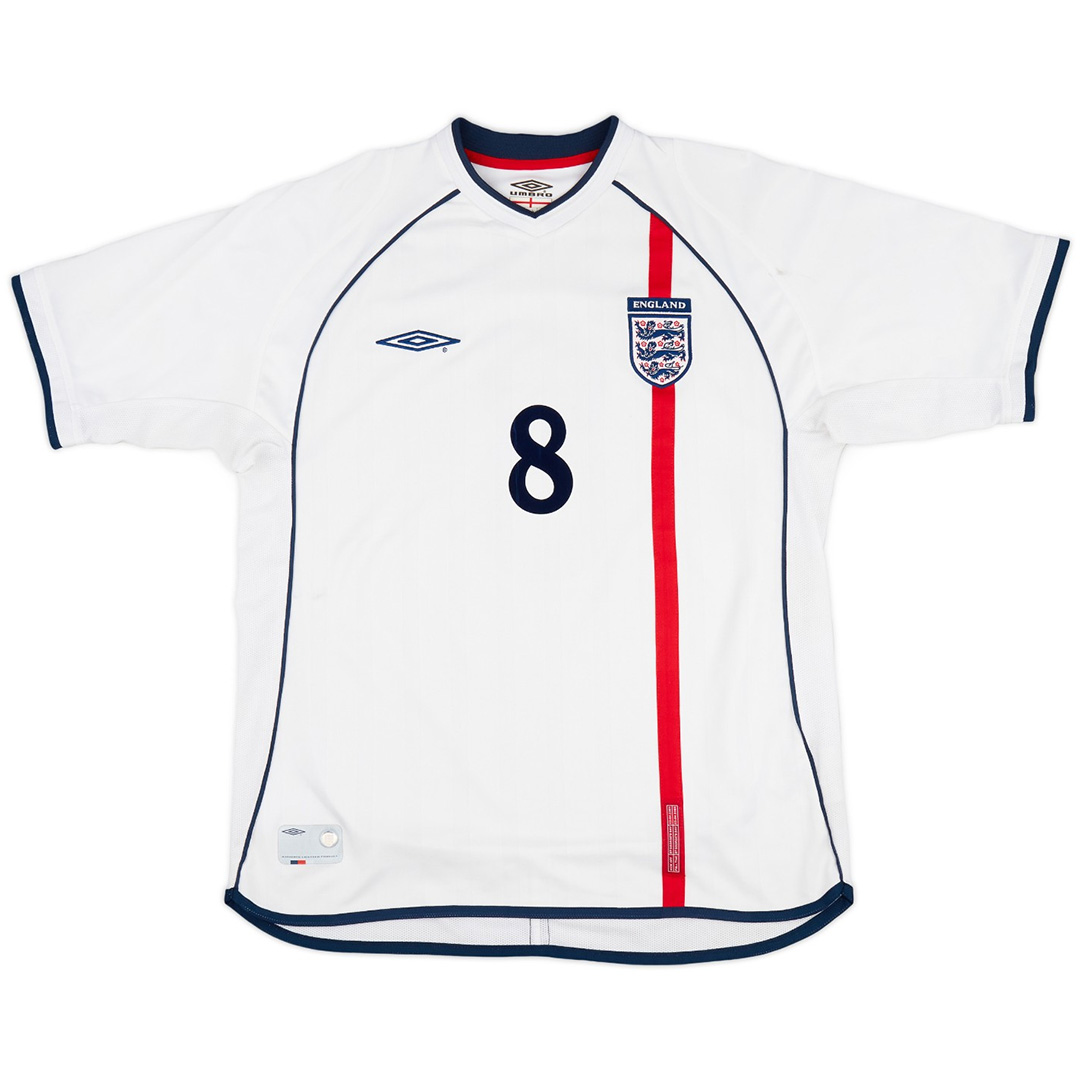 SCHOLES #8 Retro England Home Jersey World Cup 2002 (back view)