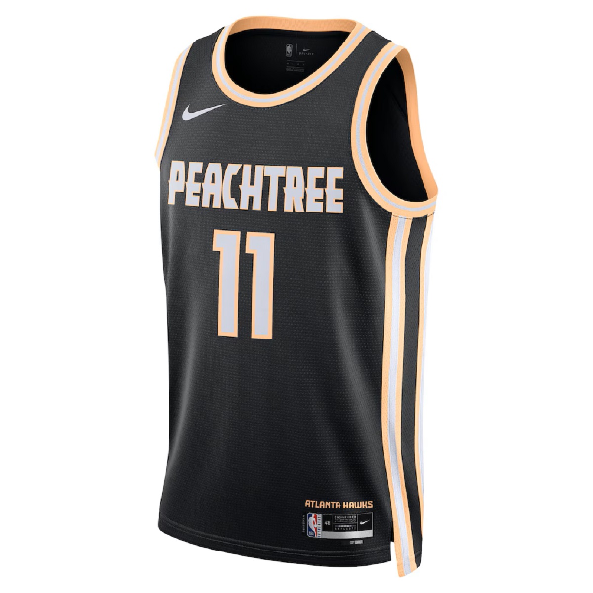 Unisex Atlanta Hawks Trae Young #11 Black Swingman Jersey 2025/26 - City Edition (back view)