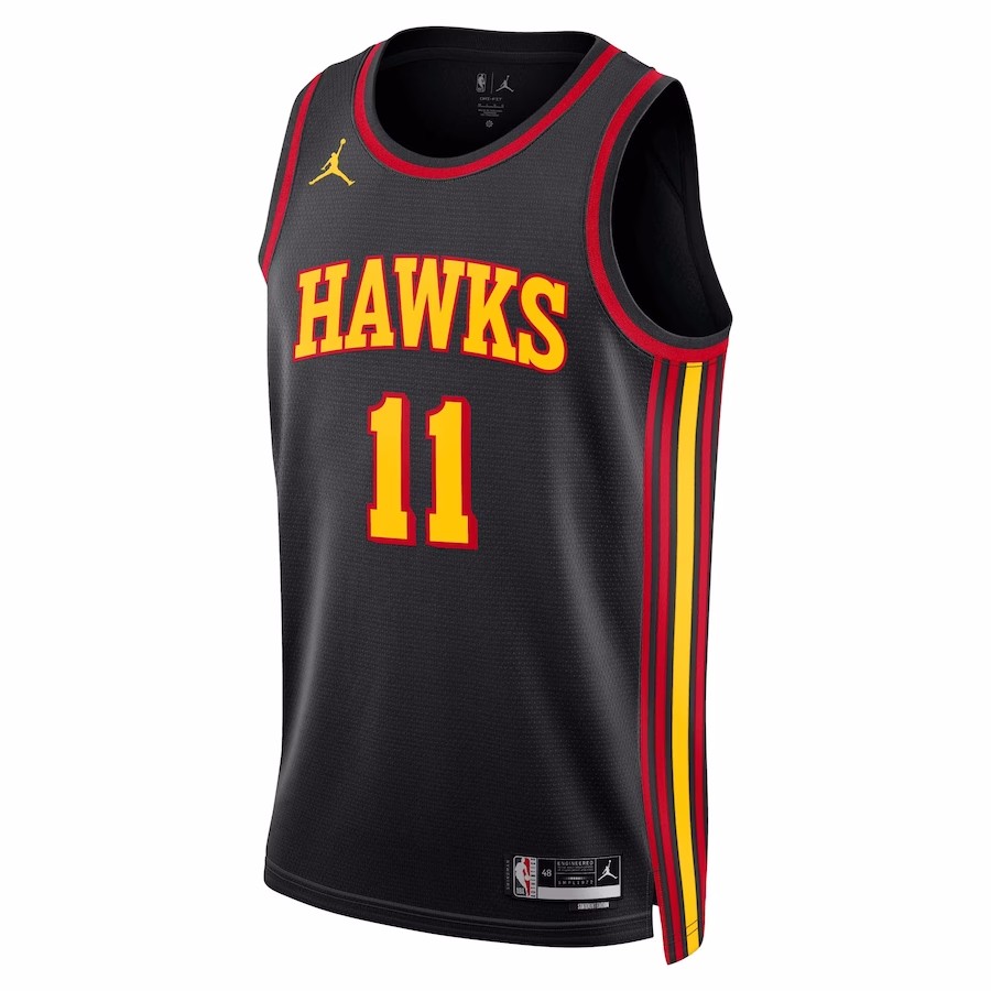 Unisex Atlanta Hawks Trae Young #11 Black Swingman Jersey - Statement Edition (back view)