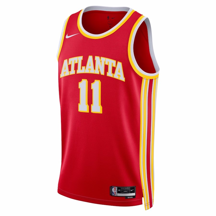 Unisex Atlanta Hawks Trae Young #11 Red Swingman Jersey - Icon Edition (back view)