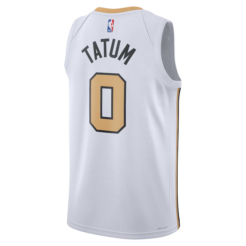 Unisex Boston Celtics Jayson Tatum #0 White Swingman Jersey 2025/26 - City Edition (back view)