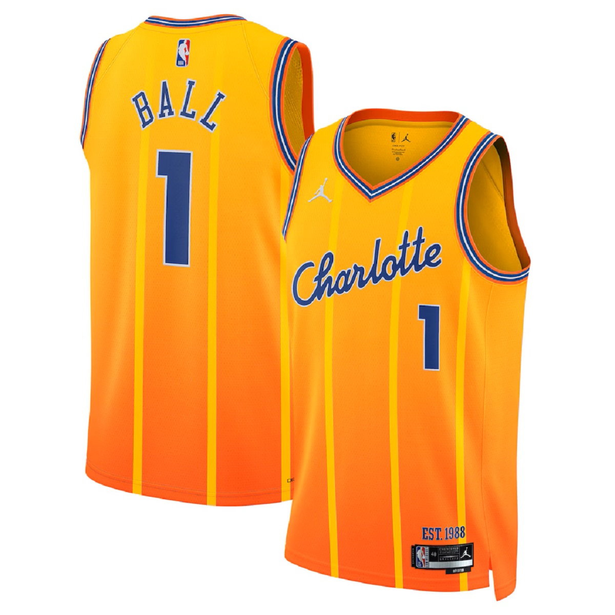 Unisex Charlotte Hornets LaMelo Ball #1 Orange Swingman Jersey 2025/26 - City Edition