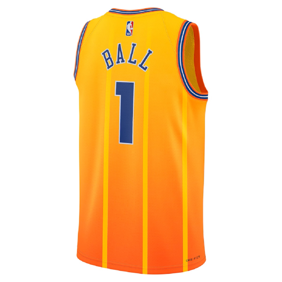 Unisex Charlotte Hornets LaMelo Ball #1 Orange Swingman Jersey 2025/26 - City Edition (back view)