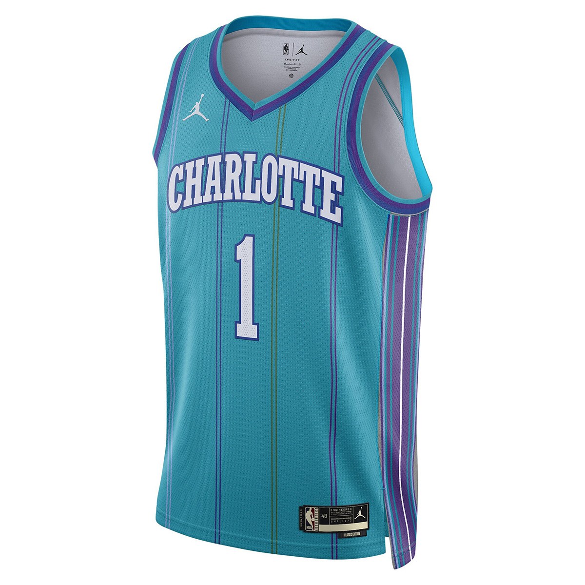 Unisex Charlotte Hornets LaMelo Ball #1 Teal Swingman Jersey - Classic Edition (back view)
