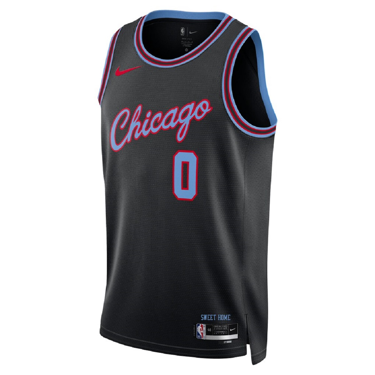 Unisex Chicago Bulls Coby White #0 Black 2025/26 Swingman Jersey - City Edition (back view)