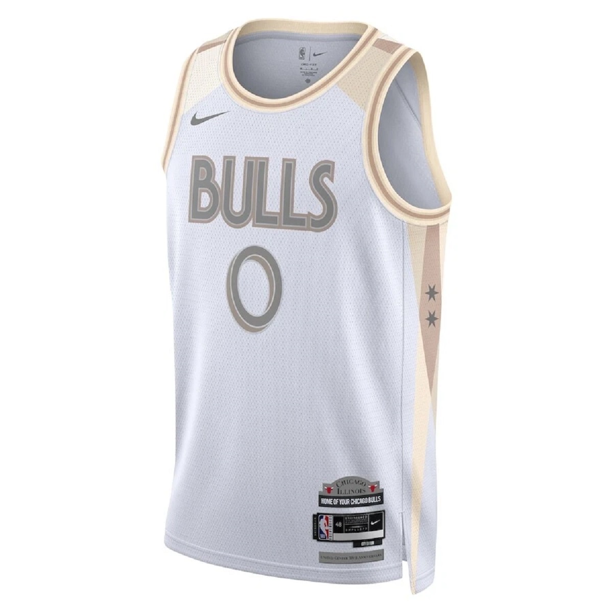 Unisex Chicago Bulls Coby White #0 White Swingman Jersey - City Edition (back view)