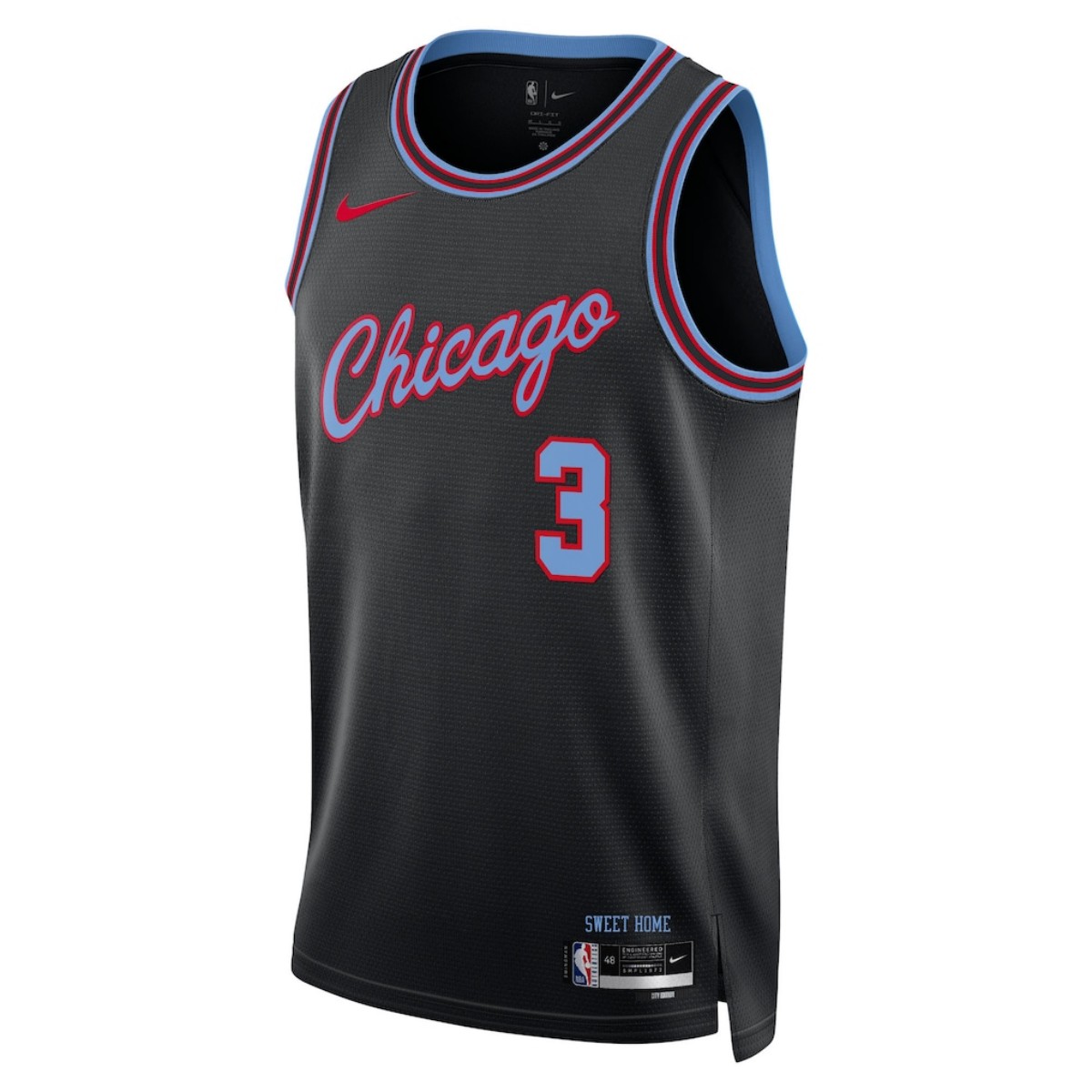 Unisex Chicago Bulls Josh Giddey #3 Black 2025/26 Swingman Jersey - City Edition (back view)