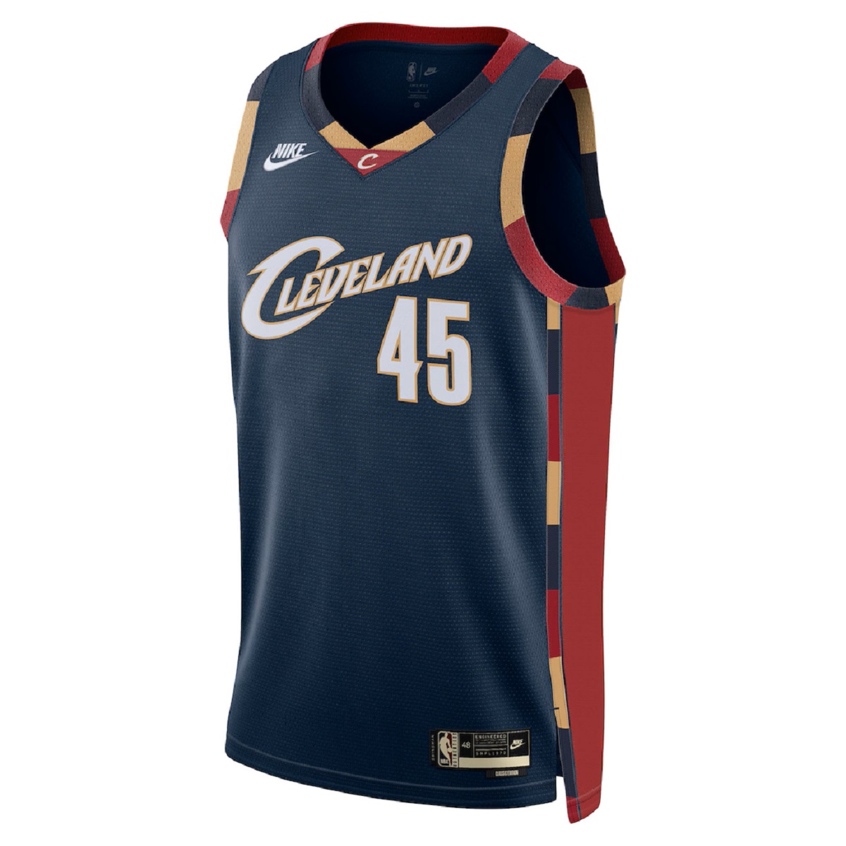 Unisex Cleveland Cavaliers Donovan Mitchell #45 Navy Swingman Jersey - Classic Edition (back view)