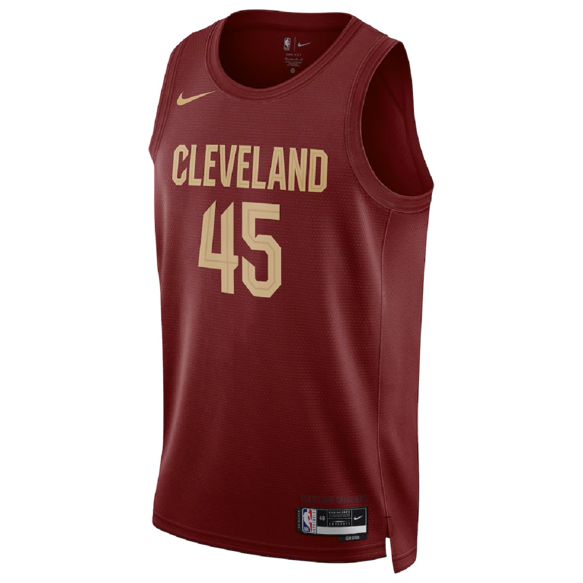 Unisex Cleveland Cavaliers Donovan Mitchell #45 Wine Swingman Jersey - Icon Edition (back view)