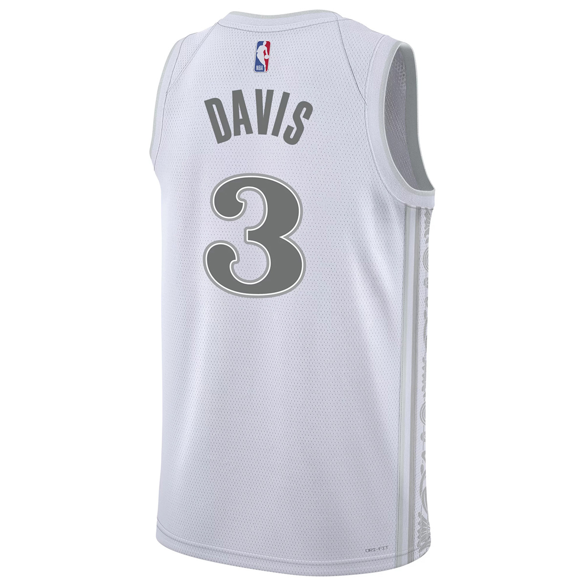 Unisex Dallas Mavericks Anthony Davis #3 White Swingman Jersey - City Edition 2024/25 (back view)