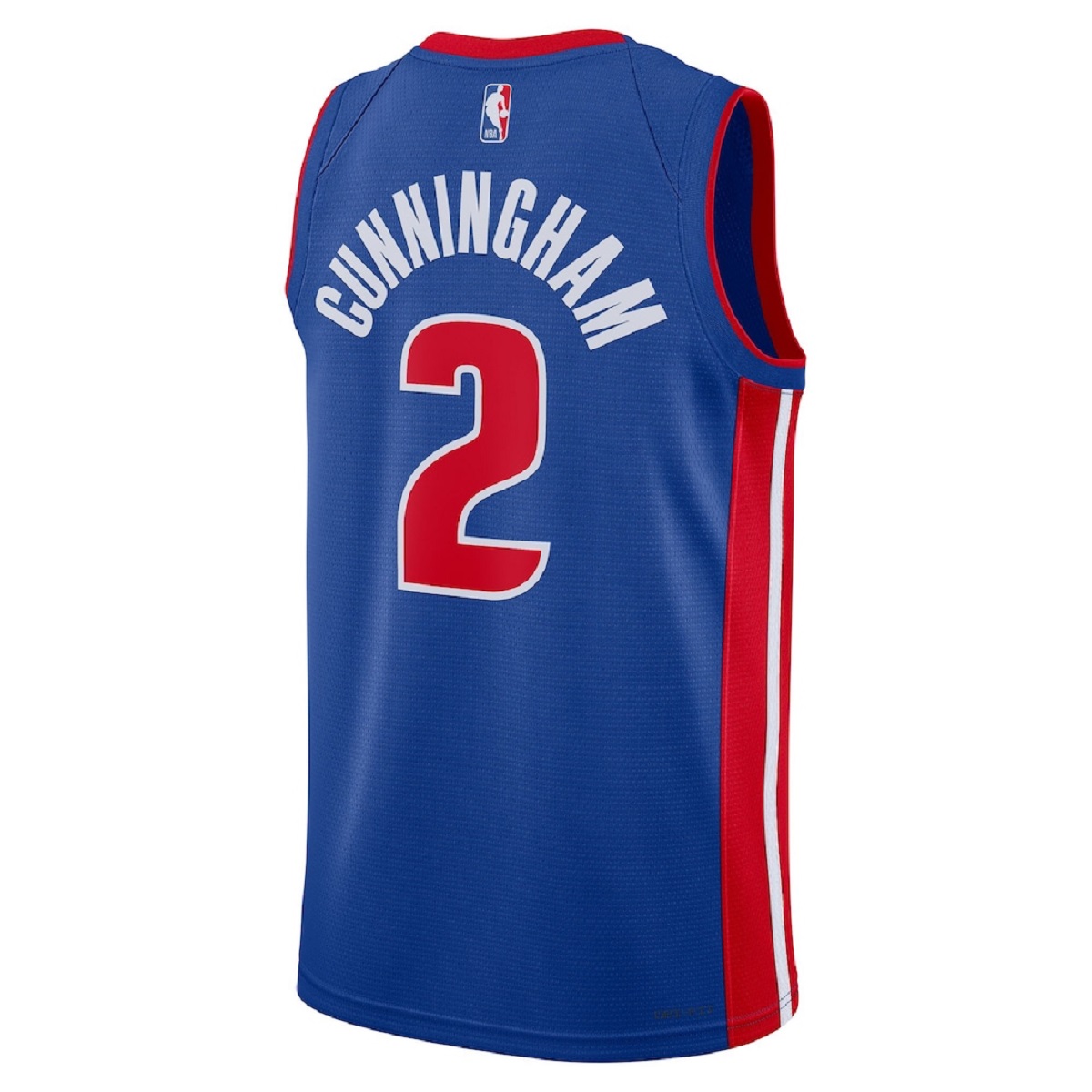 Unisex Detroit Pistons Cade Cunningham #2 Blue Swingman Jersey - Icon Edition (back view)