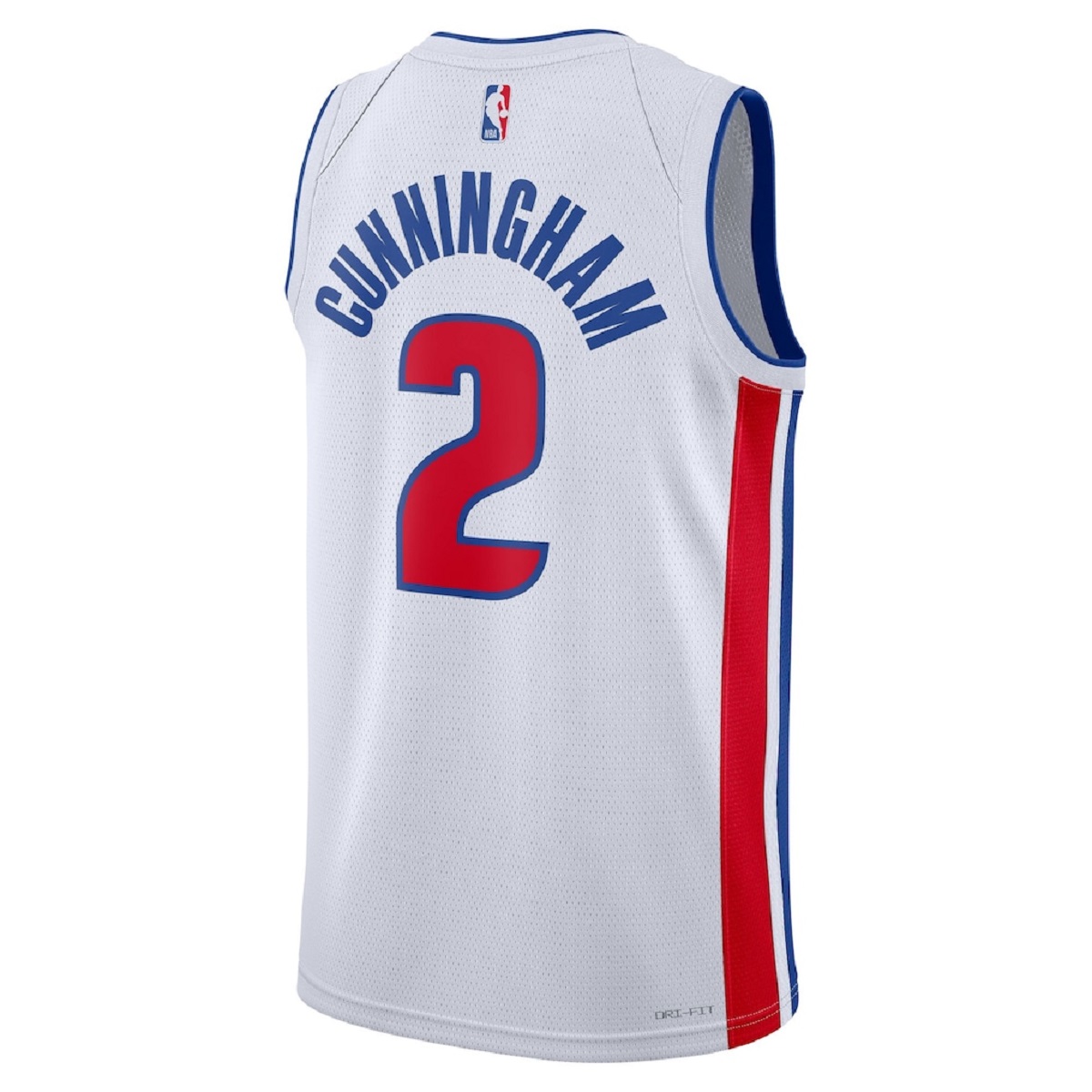 Unisex Detroit Pistons Cade Cunningham #2 White Swingman Jersey - Association Edition (back view)
