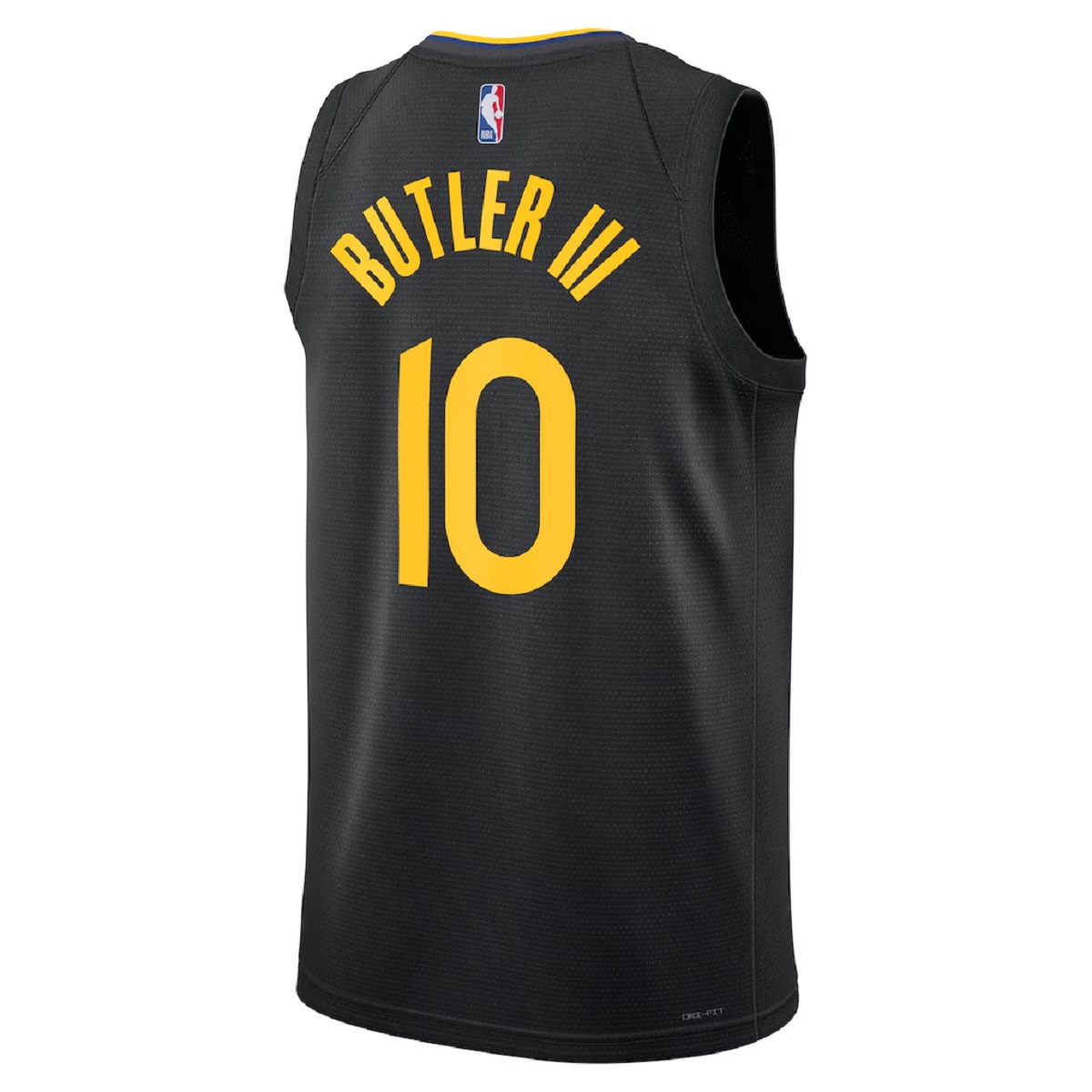 Unisex Golden State Warriors Jimmy Butler #10 Black Swingman Jersey - Statement Edition (back view)