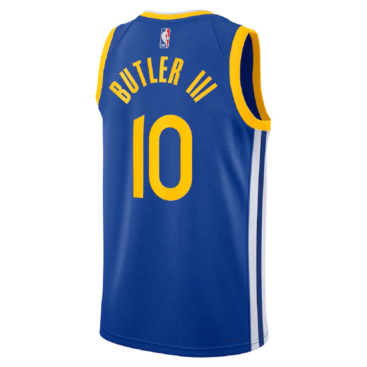 Unisex Golden State Warriors Jimmy Butler #10 Blue Swingman Jersey - Icon Edition (back view)