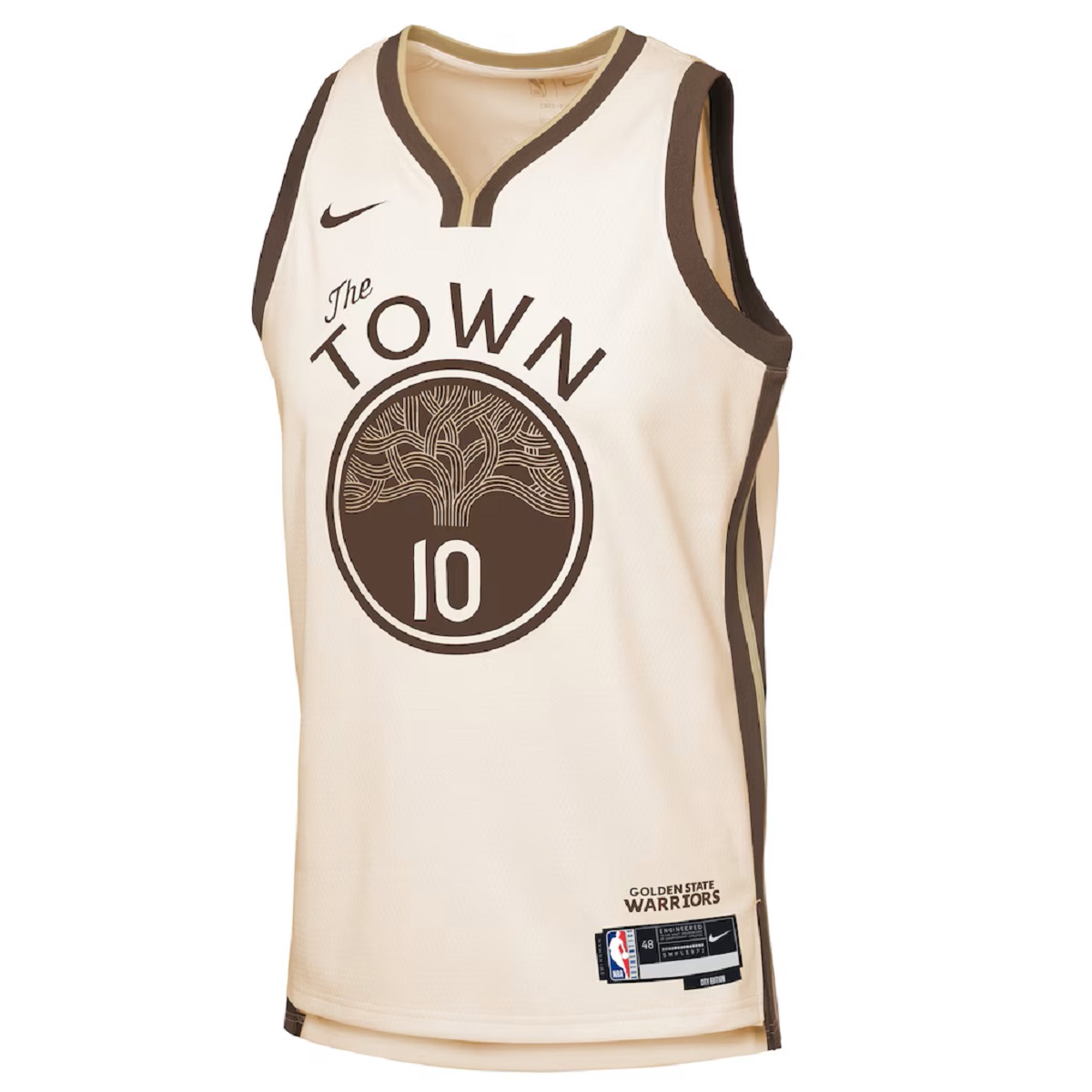 Unisex Golden State Warriors Jimmy Butler #10 Nike Tan 2025/26 Swingman Jersey - City Edition (back view)