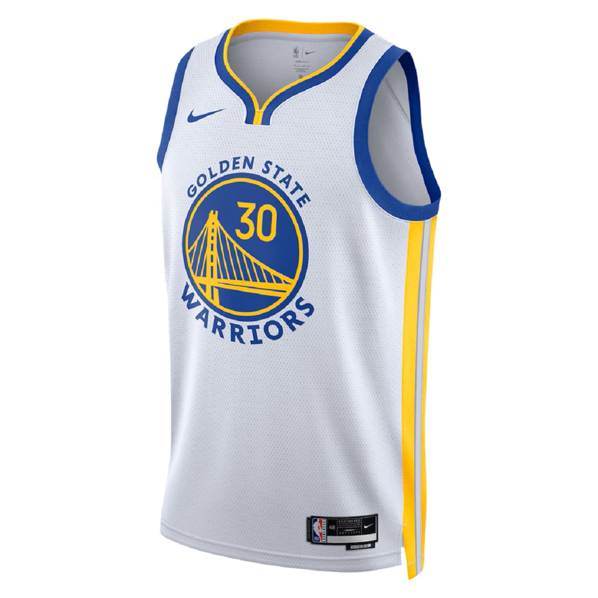 Unisex Golden State Warriors Stephen Curry #30 White Swingman Jersey - Association Edition 2024/25 (back view)