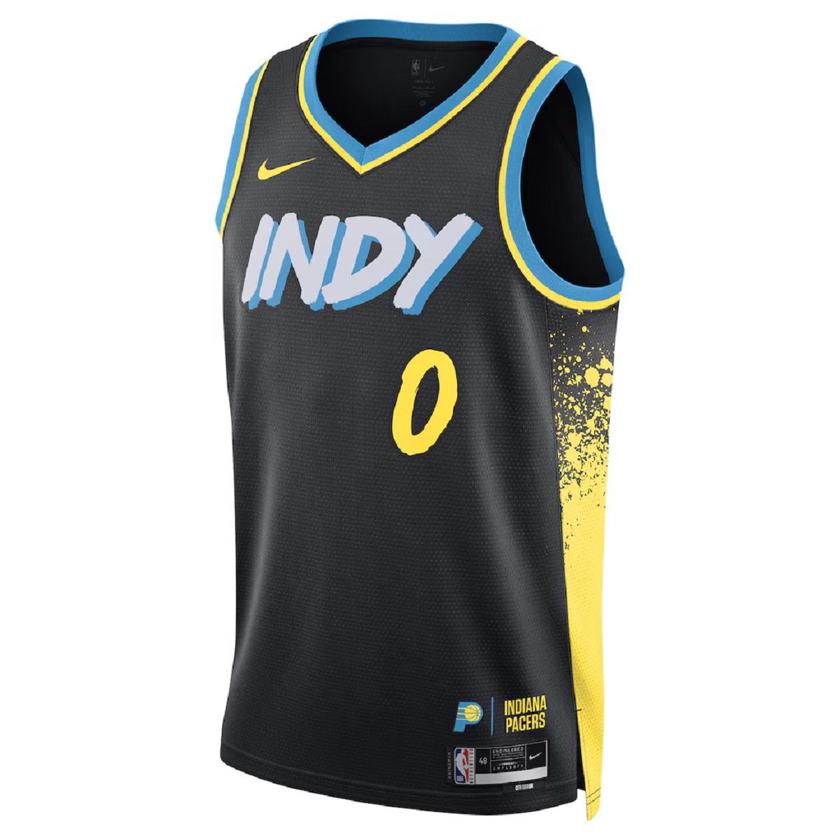 Unisex Indiana Pacers Tyrese Haliburton #0 Black Swingman Jersey - City Edition (back view)