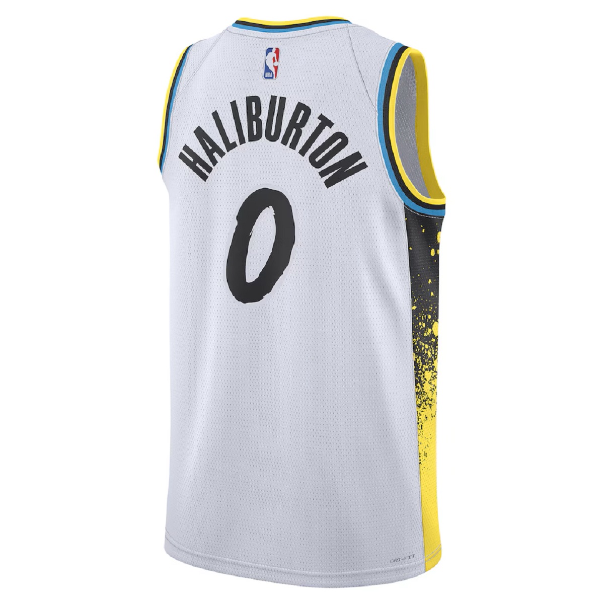 Unisex Indiana Pacers Tyrese Haliburton #0 White Swingman Jersey - City Edition (back view)