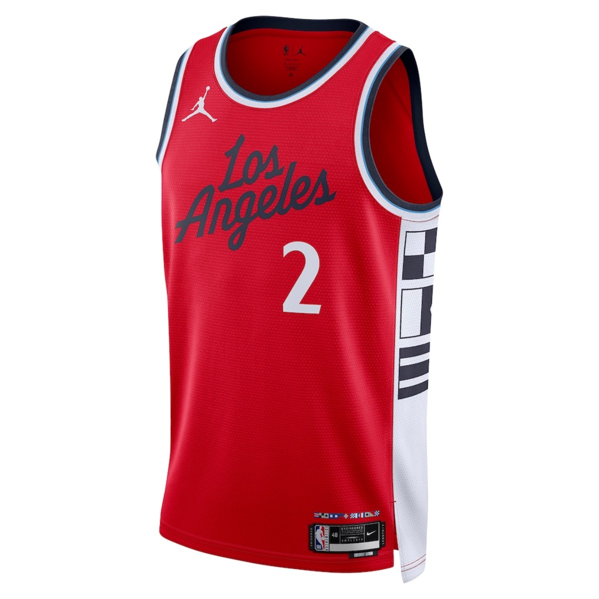 Unisex LA Clippers Kawhi Leonard #2 Jordan Brand Red Swingman Jersey - Statement Edition 2024/25 (back view)