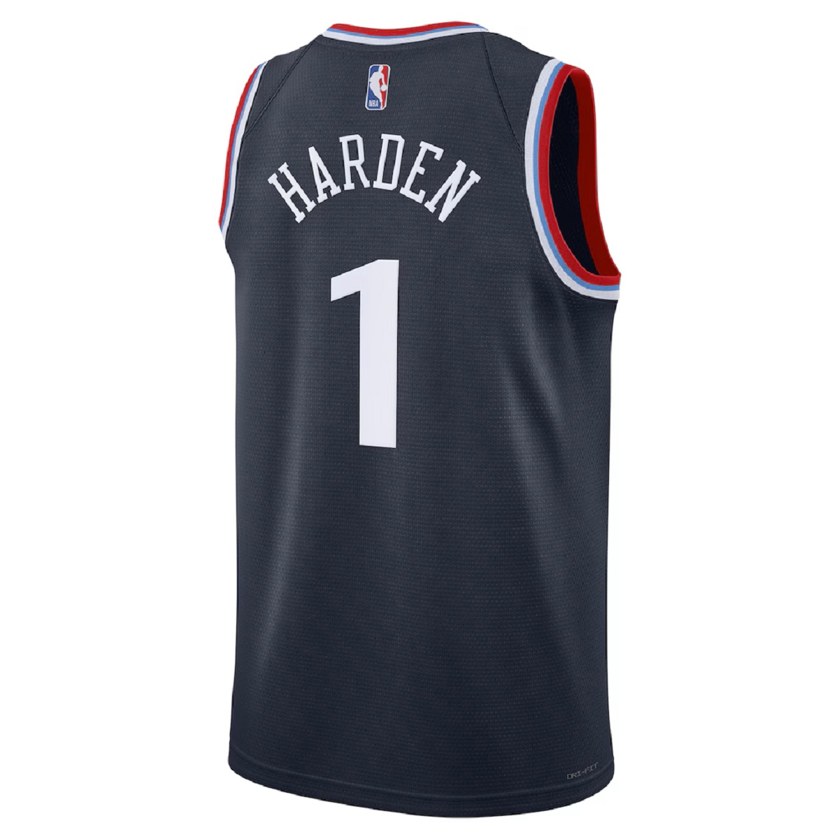 Unisex Los Angeles Clippers James Harden #1 Navy Swingman Jersey - Icon Edition 2024/25 (back view)