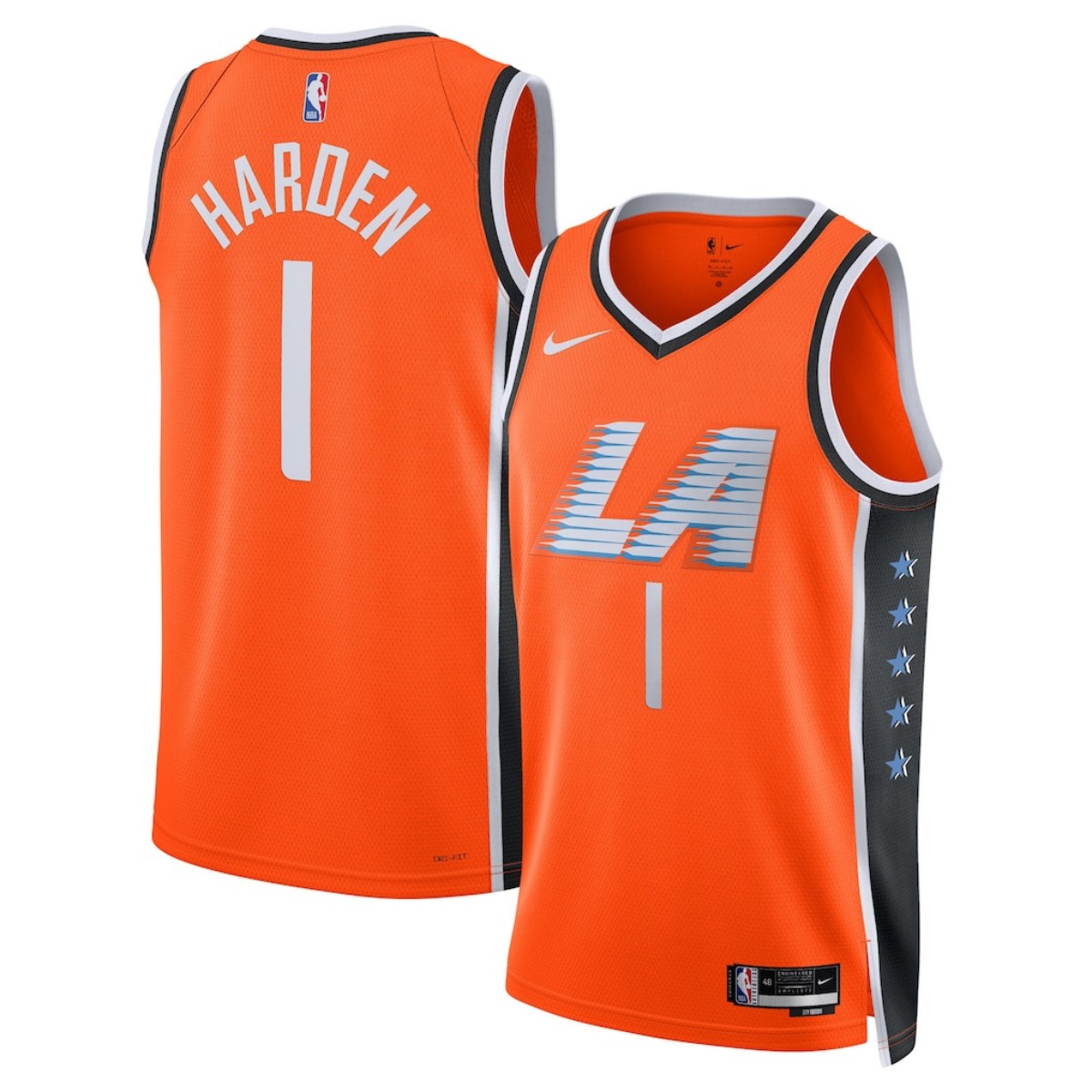 Unisex Los Angeles Clippers James Harden #1 Orange Swingman Jersey 2025/26 - City Edition