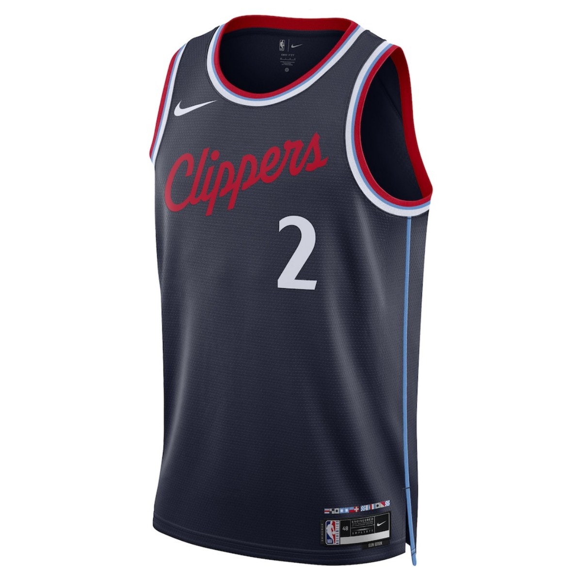 Unisex Los Angeles Clippers Kawhi Leonard #2 Navy Swingman Jersey - Icon Edition 2024/25 (back view)