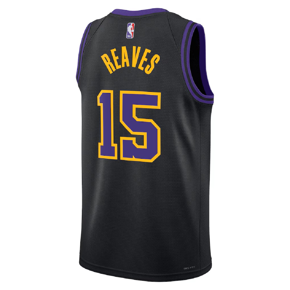 Unisex Los Angeles Lakers Austin Reaves #15 Black Swingman Jersey 2025/26 - City Edition (back view)