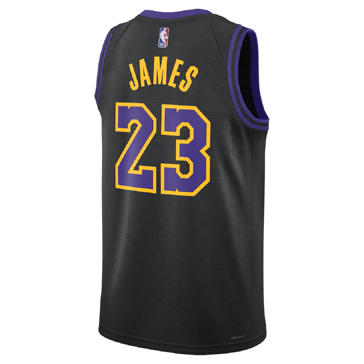 Unisex Los Angeles Lakers LeBron James #23 Black Swingman Jersey 2025/26 - City Edition (back view)