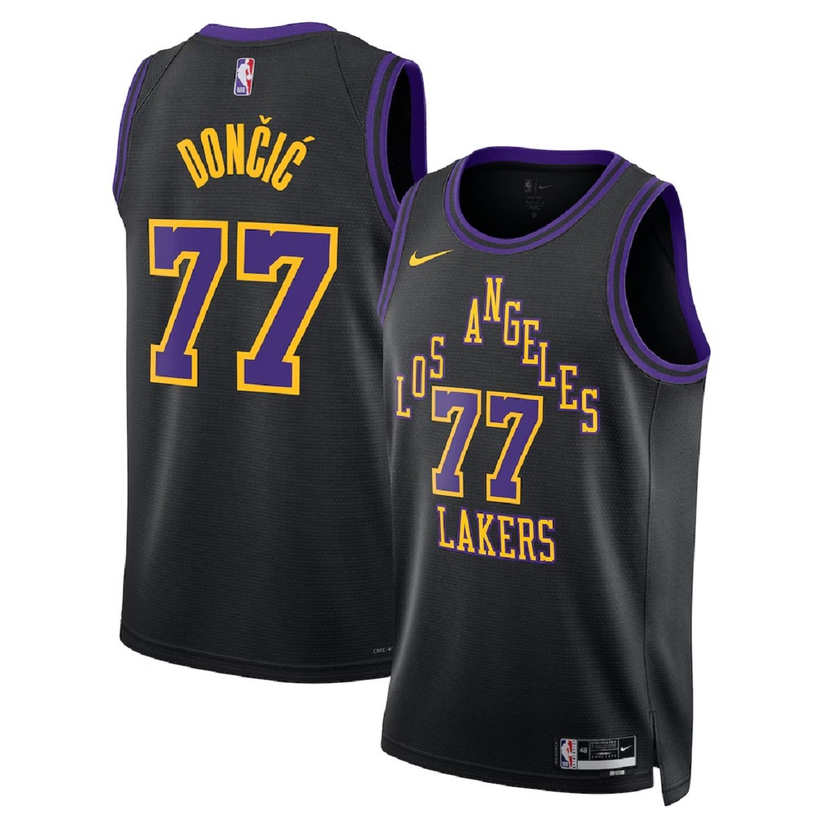 Unisex Los Angeles Lakers Luka Dončić #77 Black Swingman Jersey 2025/26 - City Edition