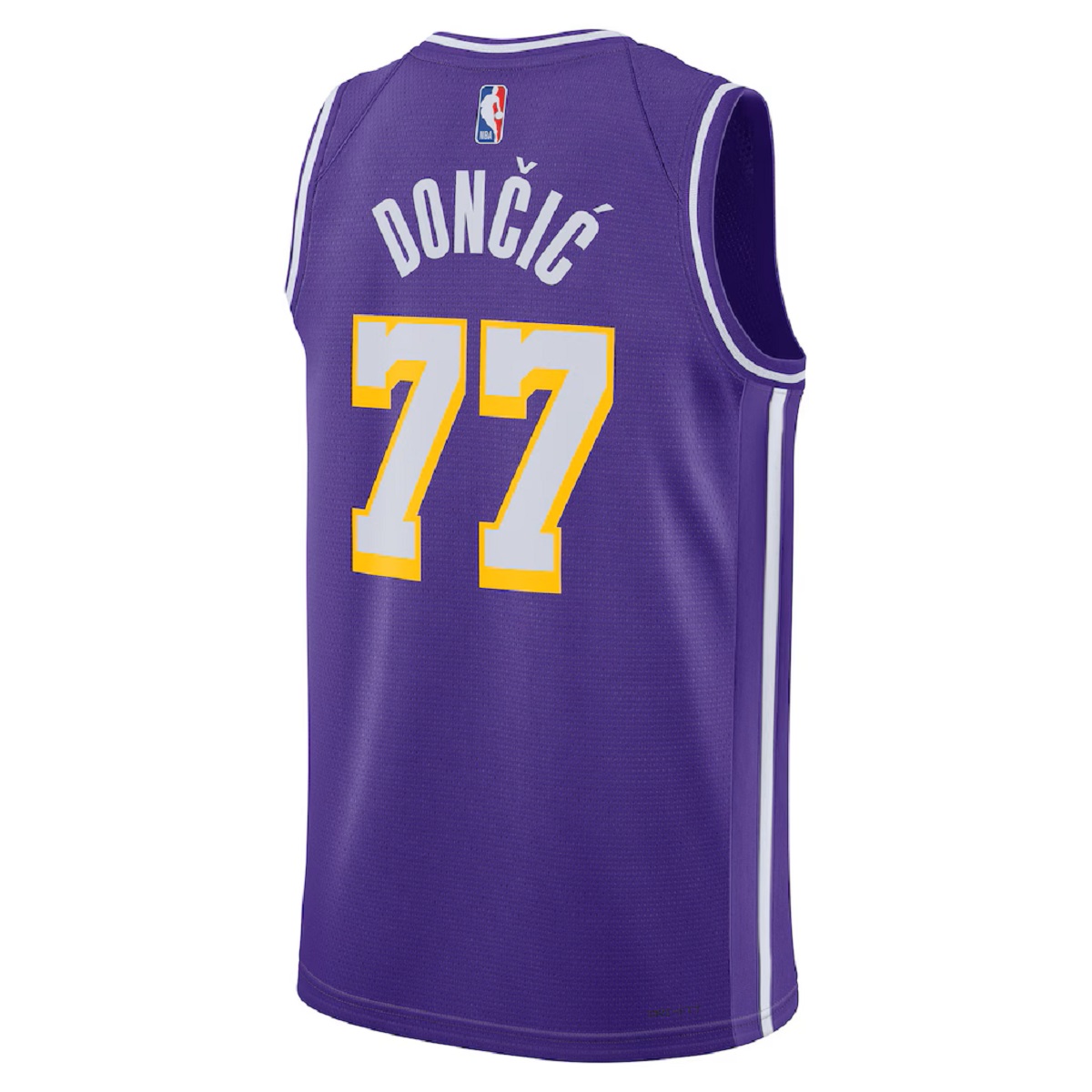 Unisex Los Angeles Lakers Luka Dončić #77 Purple Swingman Jersey - Statement Edition 2025/26 (back view)