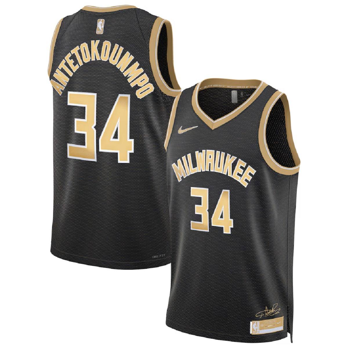 Unisex Milwaukee Bucks Giannis Antetokounmpo #34 Black Select Series Swingman Jersey 2025/26