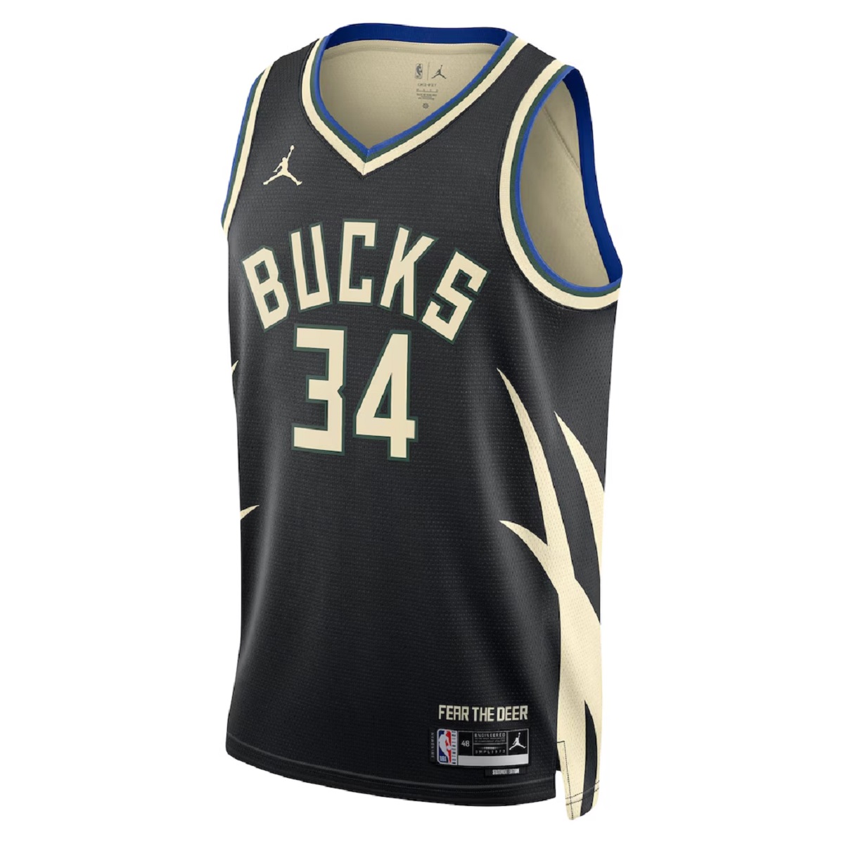 Unisex Milwaukee Bucks Giannis Antetokounmpo #34 Black Swingman Jersey - Statement Edition (back view)