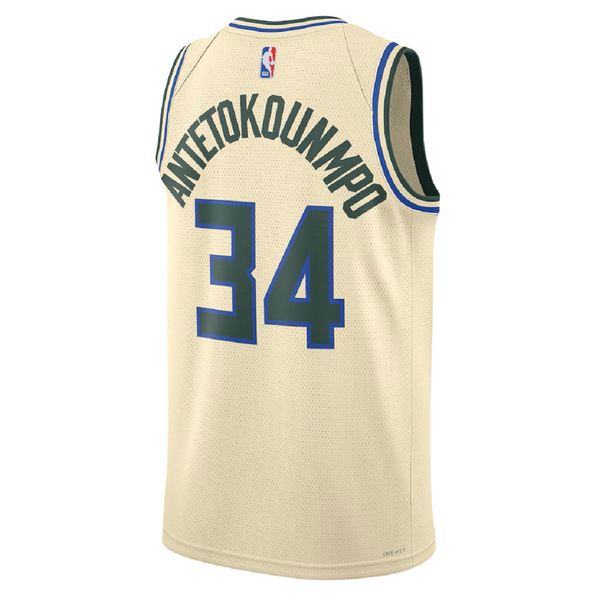 Unisex Milwaukee Bucks Giannis Antetokounmpo #34 Cream Swingman Jersey 2025/26 - City Edition (back view)