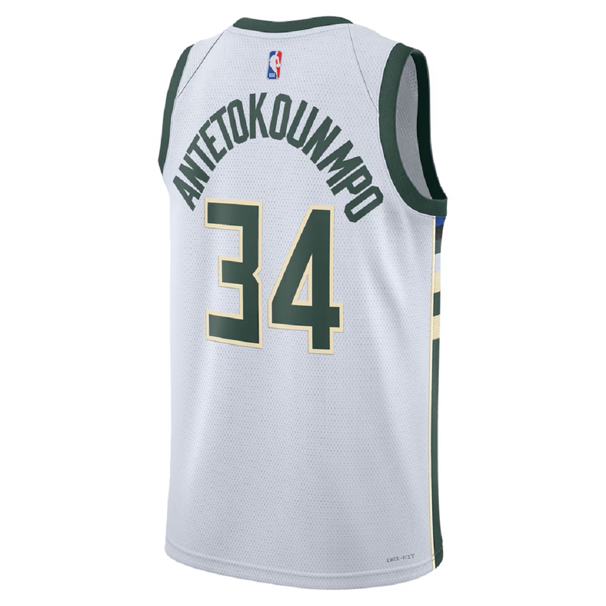Unisex Milwaukee Bucks Giannis Antetokounmpo #34 White Swingman Jersey - Association Edition (back view)