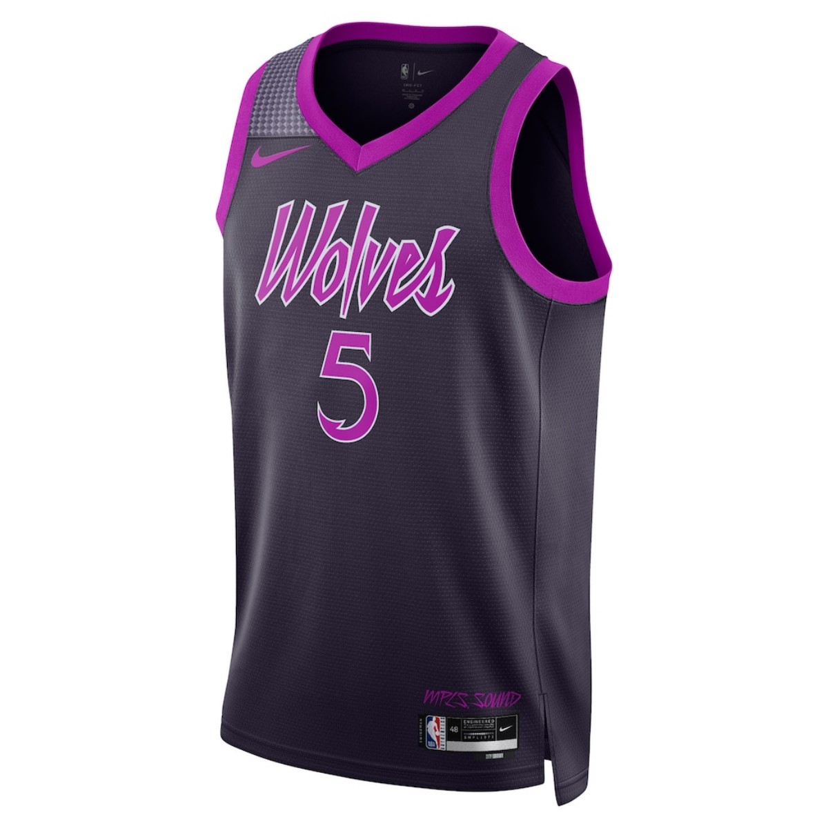Unisex Minnesota Timberwolves Anthony Edwards #5 Navy Swingman Jersey - Icon Edition (back view)