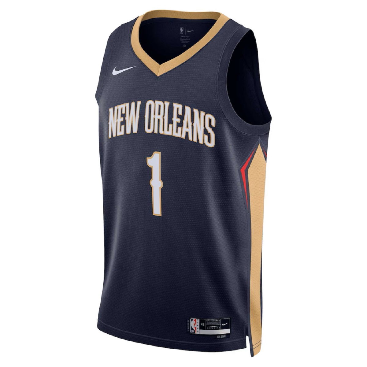 Unisex New Orleans Pelicans Zion Williamson #1 Navy Swingman Jersey - Icon Edition (back view)