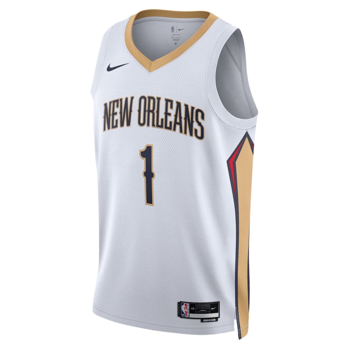Unisex New Orleans Pelicans Zion Williamson #1 White Swingman Jersey - Association Edition (back view)
