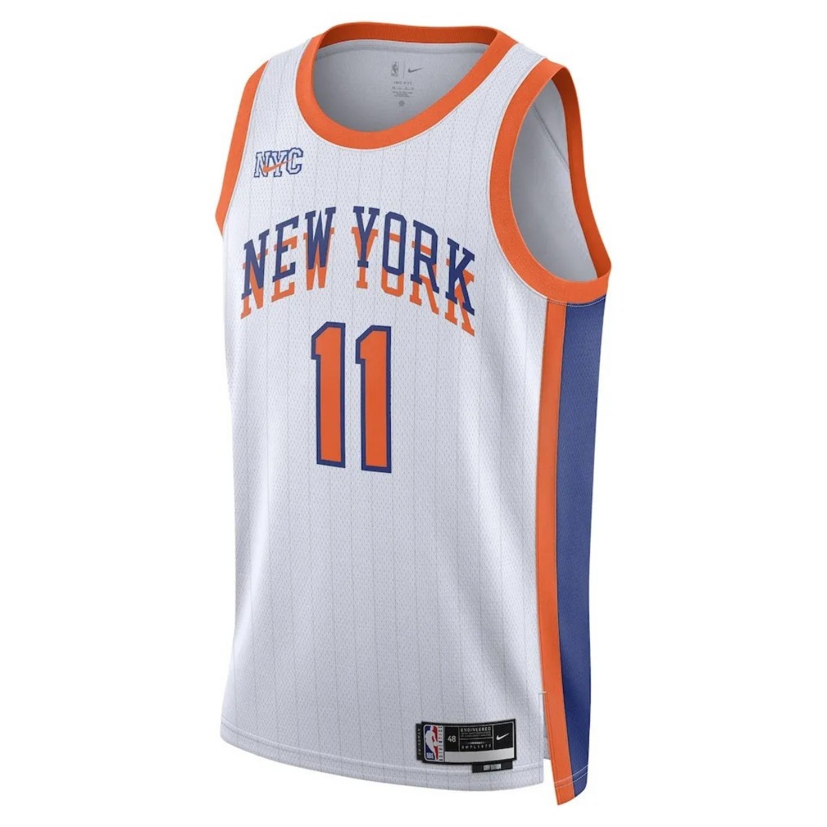 Unisex New York Knicks Jalen Brunson #11 White Swingman Jersey - City Edition (back view)