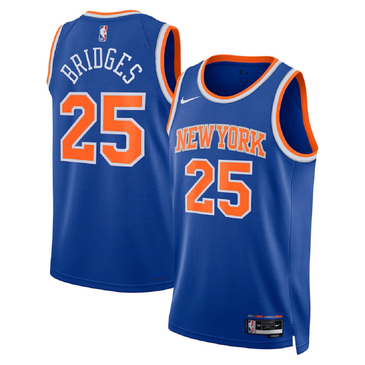 Unisex New York Knicks Mikal Bridges #25 Blue Swingman Jersey - Icon Edition