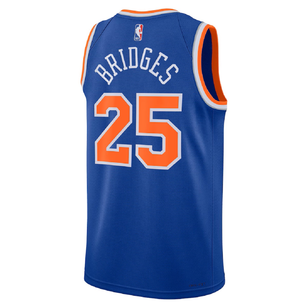 Unisex New York Knicks Mikal Bridges #25 Blue Swingman Jersey - Icon Edition (back view)