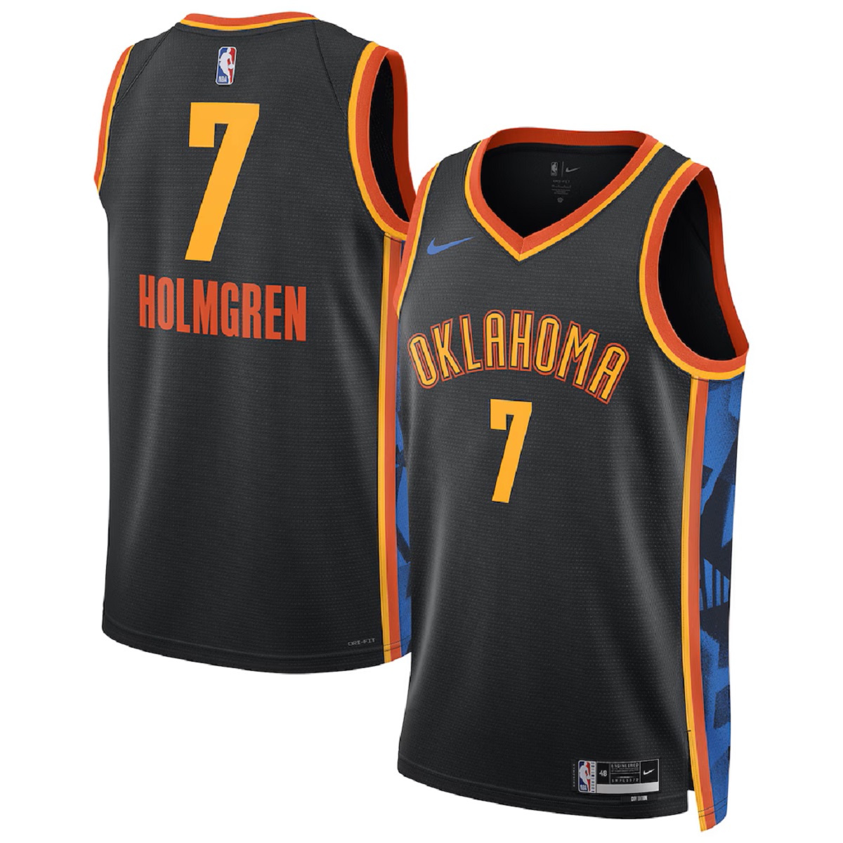 Unisex Oklahoma City Thunder Chet Holmgren #7 Black Swingman Jersey - City Edition 2024/25