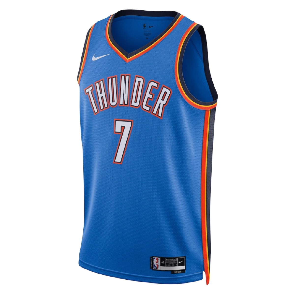 Unisex Oklahoma City Thunder Chet Holmgren #7 Blue Swingman Jersey - Icon Edition (back view)