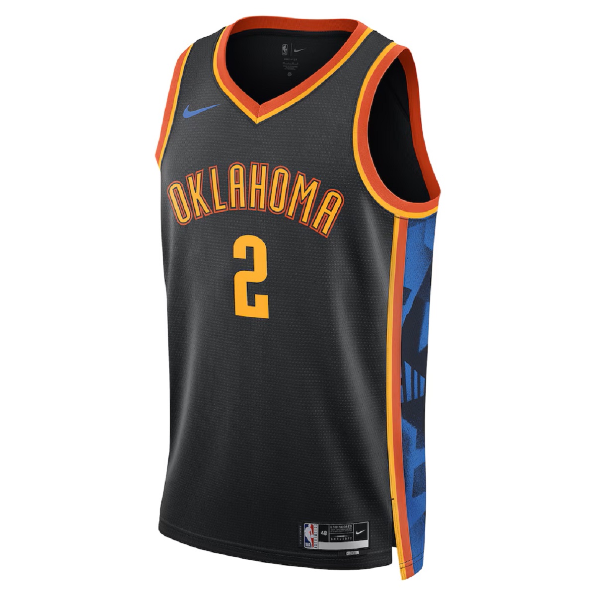 Unisex Oklahoma City Thunder Shai Gilgeous-Alexander #2 Black Swingman Jersey - City Edition 2024/25 (back view)