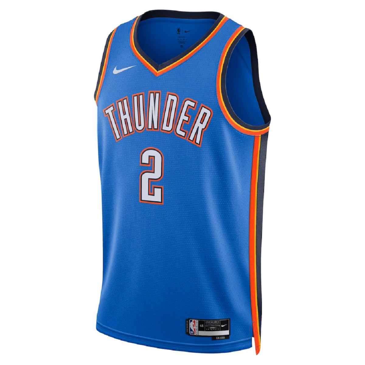 Unisex Oklahoma City Thunder Shai Gilgeous-Alexander #2 Blue Swingman Jersey - Icon Edition (back view)