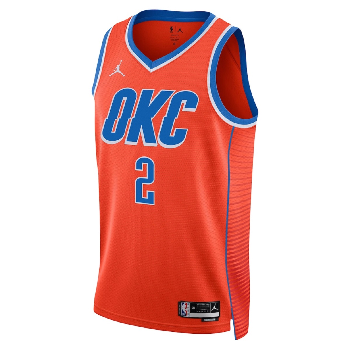 Unisex Oklahoma City Thunder Shai Gilgeous-Alexander #2 Red Swingman Jersey - Statement Edition (back view)