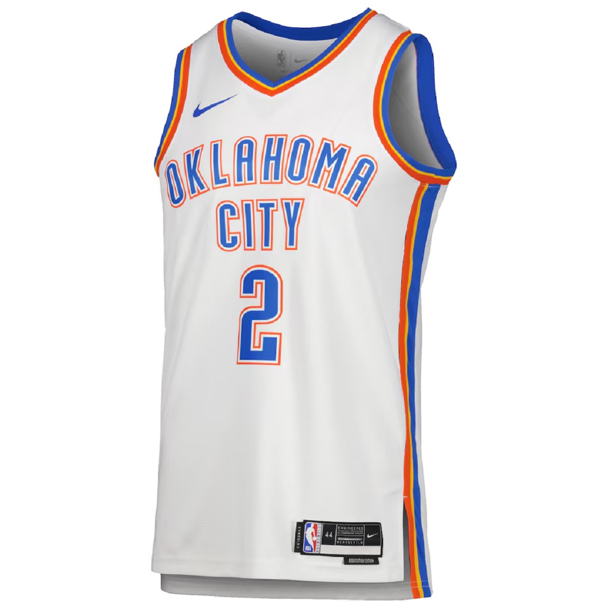 Unisex Oklahoma City Thunder Shai Gilgeous-Alexander #2 White Swingman Jersey - Association Edition (back view)